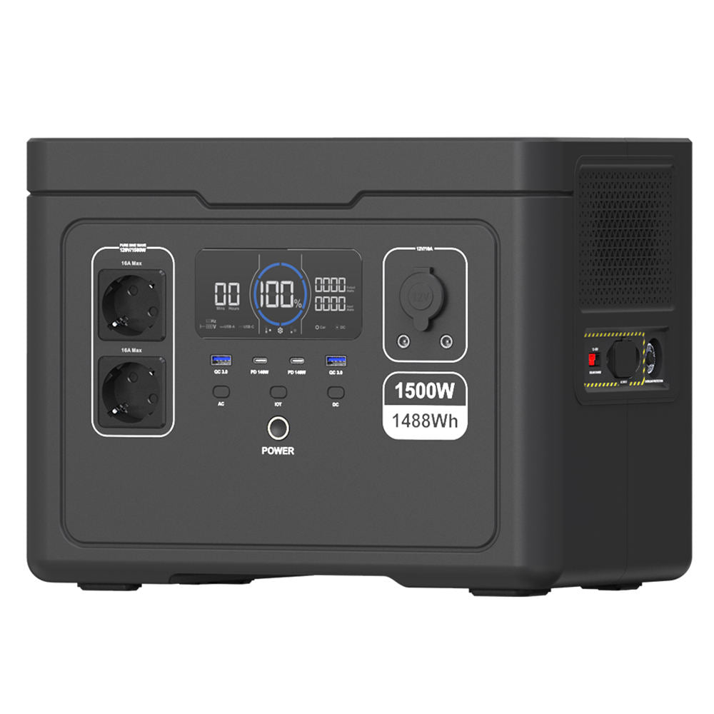 1500W Solar Portable Power Station 110V 220V 1488Wh 1500 Watts LiFePO4 ALL in ONE Mobile Solar Generator With APP
