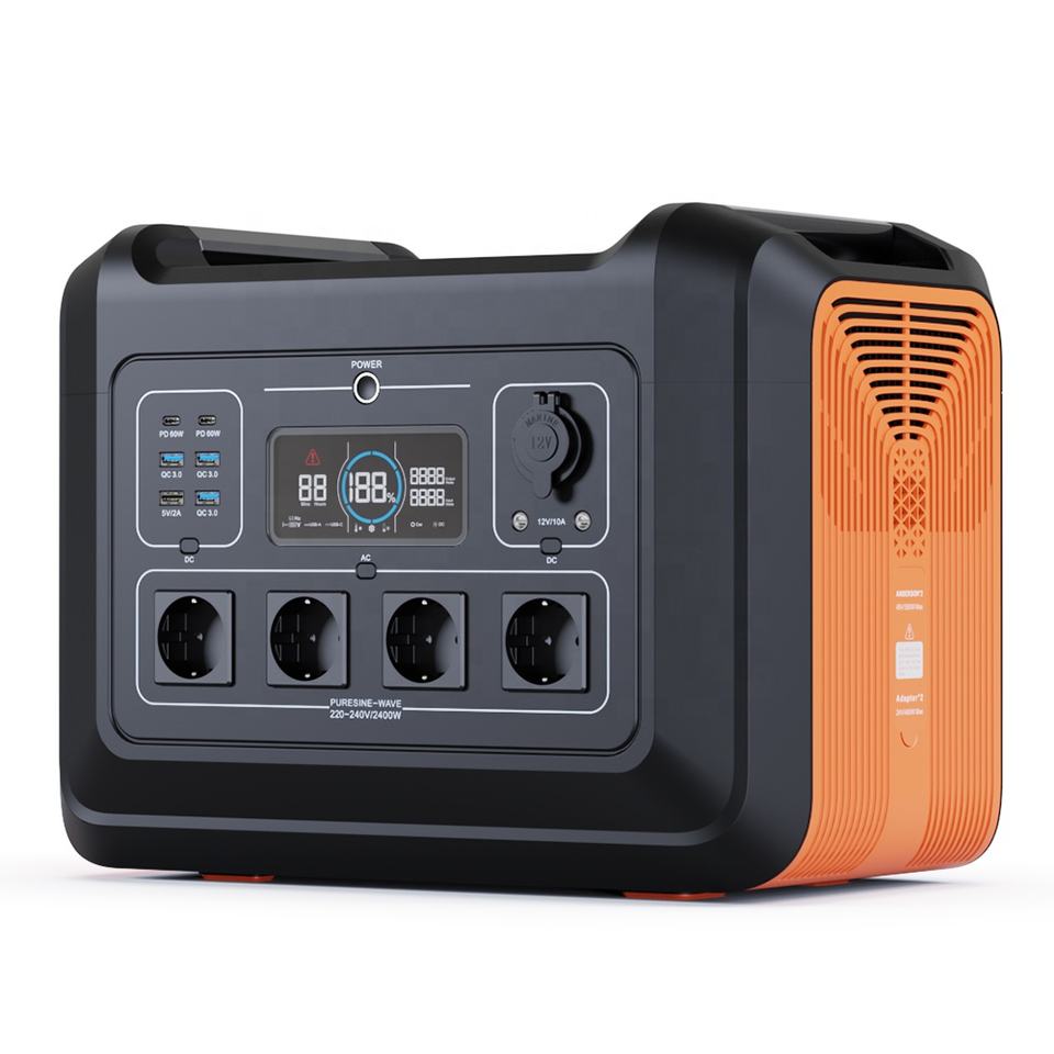2400W LiFePO4 Portable Power Station with 230V EU Plug Solar Generator for Emergency Backup